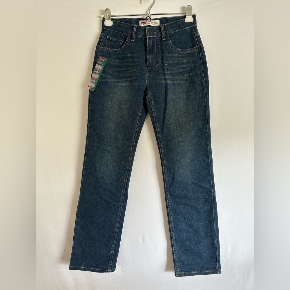 Levis 514 Jeans Boys 14 Reg Blue Straight Stretch Denim Performance 27x29* NWT